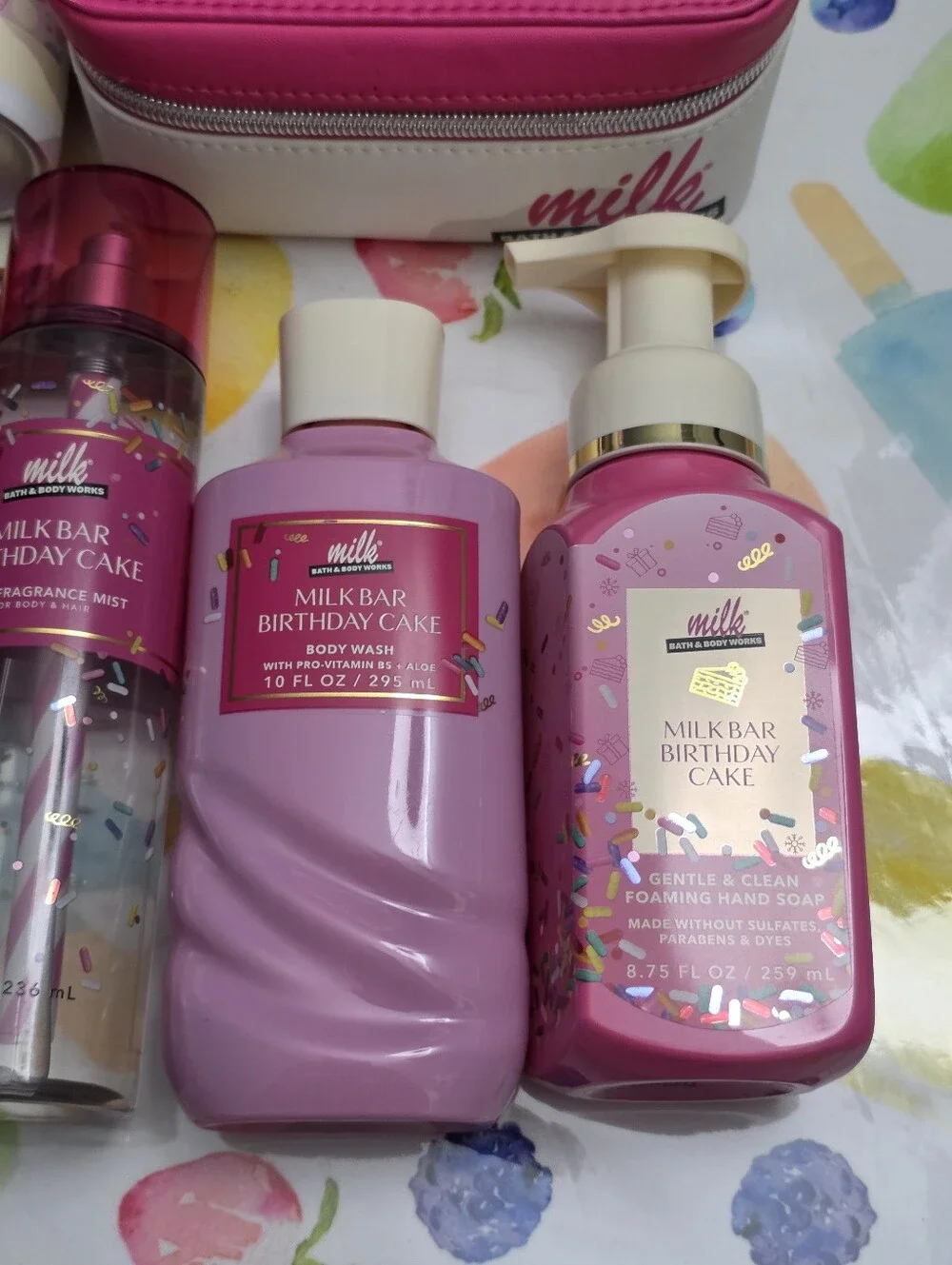Bath & Body Works Milk Bar Birthday Cake Pink Gift Collection 14 Piece Set RARE